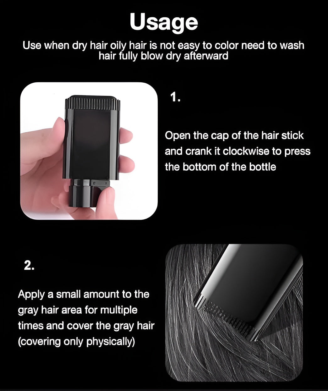 Covering White Hair is Simple and Convenient - Black